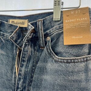 Madewell Blue Denim Baggy Flare Jeans High Rise NWT